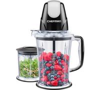 CHEFMAN 2-in-1 Food Processor and Portable Blender with 400W Motor, 2-Tiered Blade System, Ice Crusher - Ideal for Smoothies, Purees, Chopped Vegetables and More - Large and Small Jars, Pulse Function