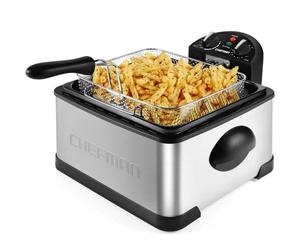 Chefman 4.5 Litre Deep Fryer with Basket for Home Use, XL Jumbo Size Fry Basket Strainer, Adjustable Temperature & Timer Fish Fryer, Chicken Fryer, French Fry Maker, Gifts for Cooks, Stainless Steel