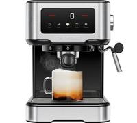 Chefman CraftBrew - Máquina portafiltro con bomba de 15 bar, pantalla táctil digital, vapor, máquina de espresso compacta con depósito de agua extraíble de 1,5 l, acero inoxidable