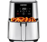 Chefman TurboFry Touch Air Fryer, Large 5-Litre Family Size, One Touch Digital Control Presets, French Fries, Chicken, Meat, Fish, Nonstick Dishwasher-Safe Parts, Automatic Shutoff, Stainless Steel
