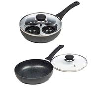 ChefMate Sartén escalfadora de huevos, caldera de huevos escalfados y sartén antiadherente en uno, apta para inducción, 20 cm, 4 hueveras