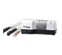 Chef's Choice - Cuchillo híbrido de diamante que combina afilado eléctrico y manual para cuchillos rectos y dentados de 20 grados, 3 etapas, color blanco