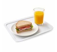 CHEFZOCO Bandeja para Servir, Bandeja de Servicio, Bandeja de Plástico, Libre de BPA, Apta para Servir Comida rápida, Bebidas, Fast Food, Desayunos, Plástico, Blanco, 37.5 x 26 x 1.9 cm, 2, Unidades
