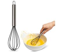 CHEFZOCO Batidor manual, Varillas de batir, Mezclador manual, Batidor de cocina, Batidor de huevos, Apto para Mezclar, Revolver la Masa, Huevos, Longitud 30 cm, Silicona y Acero inoxidable, Negro