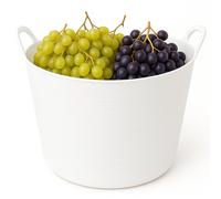 CHEFZOCO Capazo Uso alimentario, Espuerta de plástico Flexible, Fabricado en PE-LD con Certificado Uso alimentario, 26 litros, Diámetro Superior 35 cm, Diámetro Inferior 26 cm, Altura 30 cm, Blanco