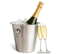 CHEFZOCO Champanera con asass, Cubitera Acero Inoxidable, Cubo de Champán, Enfriador de Botellas, Diámetro 22 cm, Altura 21 cm, Acero Inoxidable, Apto para Enfriar refrescos, champán, Vino, Cerveza