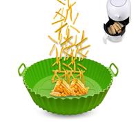 CHEFZOCO Molde Silicona Redondo para Freidora de Aire, Accesorios Freidoras de Aire, Recipiente de Silicona Redondo para Freidora, Antiadherente, Apta para freidoras de 4 a 5 litros (Verde, 20 cm)