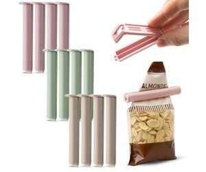 CHEFZOCO Pinzas para bolsas Alimentos, Pinzas Cierre Bolsas, Clip de Sellado Reutilizable para Cocina, clips de cierre para bolsas, Longitud 10.5 cm, Contiene pack de 12 pinzas, Colores pasteles