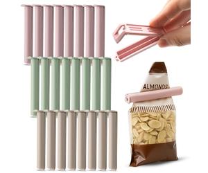 CHEFZOCO Pinzas para bolsas Alimentos, Pinzas Cierre Bolsas, Clip de Sellado Reutilizable para Cocina, clips de cierre para bolsas, Longitud 6.5 cm, Contiene pack de 24 pinzas, Colores pasteles