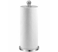 CHEFZOCO Portarrollos de Cocina, Soporte para Rollo de Cocina, Dispensador Papel de Cocina en Acero Inoxidable, portarollos Cocina de pie, Altua 35 cm, Diámetro Base Antideslizante 15 cm, Acero INOX