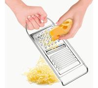 CHEFZOCO Rallador de Acero Inoxidable cocina, Rallador plano, Rallador de queso, Rallador multiusos, Rallador 3 en 1, Rallador de cocina, Rallador de verduras, Rallador multiusos, Acero inoxidable