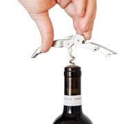 CHEFZOCO Sacacorchos de camarero, Abridor de Vino Profesional, Abrebotellas metálico, abrebotellas + doble apoyo articulado + navaja cortacápsulas, Uso domestico y profesional, Acero inoxidable