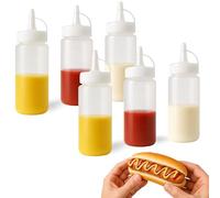 CHEFZOCO Salsera de plástico, Bote para salsas, Biberones de Cocina de Plástico, Dispensador de salsas, Apto para lavavajillas, Cumple norma UNE-EN 12875, Libre de BPA, Capacidad 125 ml, 6 unidades