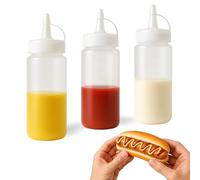 CHEFZOCO Salsera de plástico, Bote para salsas, Biberones de Cocina de Plástico, Dispensador de salsas, Apto para lavavajillas, Cumple norma UNE-EN 12875, Libre de BPA, Capacidad 125 ml, 3 unidades