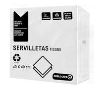 CHEFZOCO Servilletas de papel, Servilletas Desechables, servilletas Cocktail, Servilleta 100% Reciclables, Servilleta doble capa, Material Celulosa, 40 x 40 cm, Pack 50 Unidades, Color Blanco