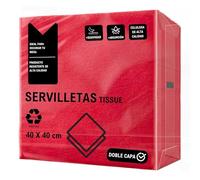 CHEFZOCO Servilletas de papel, Servilletas Desechables, Servilletas Cocktail, Servilletas 100% Reciclables, Servilletas doble capa, Material Celulosa, 40 x 40 cm, Pack 50 servilletas, Rojo