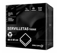 CHEFZOCO Servilletas de papel, Servilletas Desechables, Servilletas Cocktail, Servilletas 100% Reciclables, Servilletas doble capa, Material Celulosa, 40 x 40 cm, Pack 50 servilletas, Negro