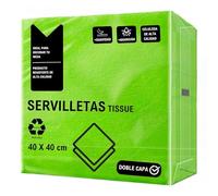 CHEFZOCO Servilletas de papel, Servilletas Desechables, Servilletas Cocktail, Servilletas 100% Reciclables, Servilletas doble capa, Material Celulosa, 40 x 40 cm, Pack 50 servilletas, Verde