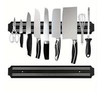 CHEFZOCO Soporte magnético para cuchillos, Barra Magnética para Cuchillos, Cuchillero magnético, Acero Inoxidable, Organizador de cuchillos de cocina, 33 cm ancho x 5 cm alto x 1.3 cm fondo, Negro