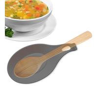 CHEFZOCO Soporte Reposa Cuchara Silicona Para Cocina, Reposacucharas de silicona, Soporte para cubiertos de cocina, Apoya utensilios de Encimera, Porta cucharas de silicona, Libre BPA, Gris