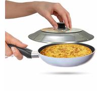 CHEFZOCO Tapa Volteadora de Tortillas, Tapadera sarten Tortilla, Tapa volteatortilla, Diseñocon Mango ergonómico, Accesorio de cocina, acero inoxidable, Apta para sartenes o plato de 26 cm