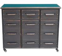 Chehoma Arcón de 3 cajones con 3 puertas de metal negro