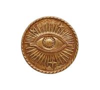 Chehoma - Mural de pared con ojo de protección adornado con estrellas, pátina dorada antigua, diámetro 12 cm, sistema de enganche incluido, decoración de pared, colección ex-voto