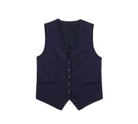 CheJooe Chaleco de lino para mujer, sin mangas, con botones, cuello en V, color sólido, casual, ombliguera, retro, para verano, azul marino, L