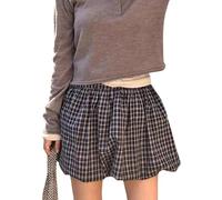 CheJooe Minifalda de burbujas para mujer, estilo casual, dobladillo con volantes, plisada, con globo, holgada, para playa, linda falda de globo, B-azul oscuro., M