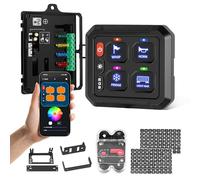 Chelhead Panel de interruptores de 4 vías, control por aplicación 12-24 V RGB, alcance de Bluetooth de 10 m, 6 niveles de brillo, interruptor basculante multifunción con botón táctil compatible con