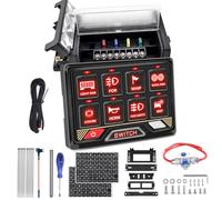 Chelhead Panel interruptor: 12v/24v 8 Control Interruptor basculante RGB Universal Sistema de relé de control con circuito auxiliar para vehículo todoterreno Coche Camión Barco