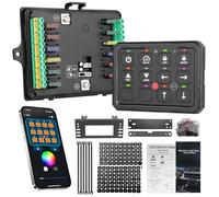 Chelhead RGB 12 Gang Panel de interruptores, control Bluetooth, interruptor universal basculante, interruptor remoto pulsado momentáneo 12 V, regulador automático, impermeable compatible con camión