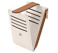 Chelmon Billetera delgada para mujer, con bloqueo RFID, plegable, con bolsillo con cremallera, Marrón beige, Moderno