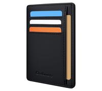Chelmon Cartera delgada para hombre, bolsillo frontal minimalista con bloqueo RFID, tarjetero de crédito, Caballo loco negro, Talla única, Minimalista