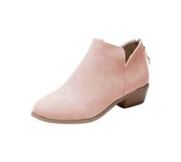 Chelsea Boots - Botas cortas para mujer, con tacón de bloque, botines de goma, antideslizantes, cortas, botas de trabajo, botas de invierno, con cremallera, tallas 36-43, Rosa., 37 EU