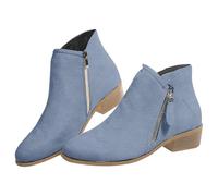 Chelsea Boots - Botas cortas para mujer, con tacón de bloque, elegantes, botines con cremallera, antideslizantes, cortas, de trabajo, tallas 36-43, azul, 43 EU