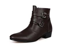 Chelsea Boots Hombre Cuero Botas Hombre Cuero Botín con Hebilla Botas Western Hombres Cowboy, Botas Moto Vintage, Plantillas Flexible Antideslizante, Zapatos Chic para Uso Diario
