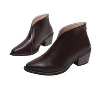 Chelsea Botas de mujer con tacón de cuero botines punta punta tobillo botas | Elegante bota de piel de moda Slip On Botas de caña corta Botas Botas Vintage para mujer Botas de entretiempo de gran tamaño
