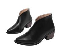 Chelsea Botas de mujer con tacón de cuero botines punta punta tobillo botas | Elegante bota de piel de moda Slip On Botas de caña corta Botas Botas Vintage para mujer Botas de entretiempo de gran tamaño