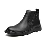 Chelsea Botas de Tobillo for Hombres Doble Lateral con Cremallera de Cuero Vegano sin Deslizamiento, resbalón, con Vestido Antideslizante (Color : Black Lined, Size : 44 EU)