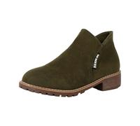 Chelsea Botines para mujer con cremallera, forrados impermeables para mujer, botas cortas antideslizantes, cómodas, botas de trabajo con tacón, bota de piel planas, tallas 36-43, verde, 43 EU