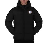 Chelsea FC - Plumífero acolchado oficial con capucha - Para hombre - Negro - cremallera - XL