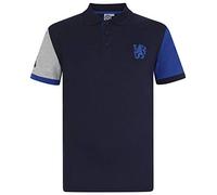 Chelsea FC - Polo Oficial para Hombre - con el Escudo del Club - Azul Marino - Mangas en Contraste - Grande