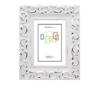 CHELY INTERMARKET | 25D2A | Marco de Fotos 9x13 cm (Blanco) MOD-201 Estilo Barroco. Ideal para fotografías, títulos universitarios y certificados. Perfil con Forma Floral con relieves.(0,30)