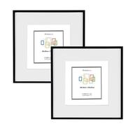 CHELY INTERMARKET Marco con Paspartú de Madera MOD-356 Negro 30x30 cm Interior 20x20 cm Pack de 2 para Fotos Recuerdos e Ilustraciones Elegante y Listo para Decorar