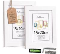 CHELY INTERMARKET MOD-254 Marco Fotos Madera Blanca 15x20cm Estilo Nórdico Rústico Moderno Escandinavo Decorativo Cuadro Horizontal Vertical Cristal Moldura Ancha Color Blanco 2unds Decoración
