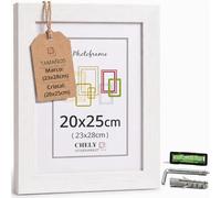 CHELY INTERMARKET MOD-254 Marco Fotos Madera Blanco 20x25cm Estilo Nórdico Rústico Moderno Escandinavo Decorativo Cuadro Horizontal Vertical Cristal Moldura Ancha Color Blanco Decoración