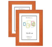CHELY INTERMARKET MOD-254 Marco Fotos Madera Cerezo 13x18cm Pack 2 Unds Estilo Nórdico Rústico Moderno Escandinavo Decorativo Cuadro Horizontal Vertical Cristal Moldura Ancha Color Cerezo Decoración