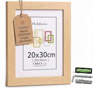 CHELY INTERMARKET MOD-254 Marco Fotos Madera Haya 20x30cm Estilo Nórdico Rústico Moderno Escandinavo Decorativo Cuadro Horizontal Vertical Cristal Moldura Ancha Color Haya Decoración