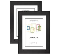 CHELY INTERMARKET MOD-254 Marco Fotos Madera Negro 13x18cm Pack 2 Unds Estilo Nórdico Rústico Moderno Escandinavo Decorativo Cuadro Horizontal Vertical Cristal Moldura Ancha Color Negro Decoración